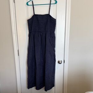 Women’s Navy Blue Smocked Midi Dress - Old Navy